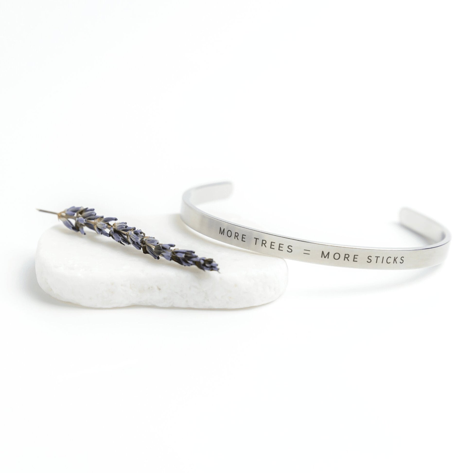 "More Trees = More Sticks" Cuff Bracelet - Silver_Doggo Mojo_Jewelry_9