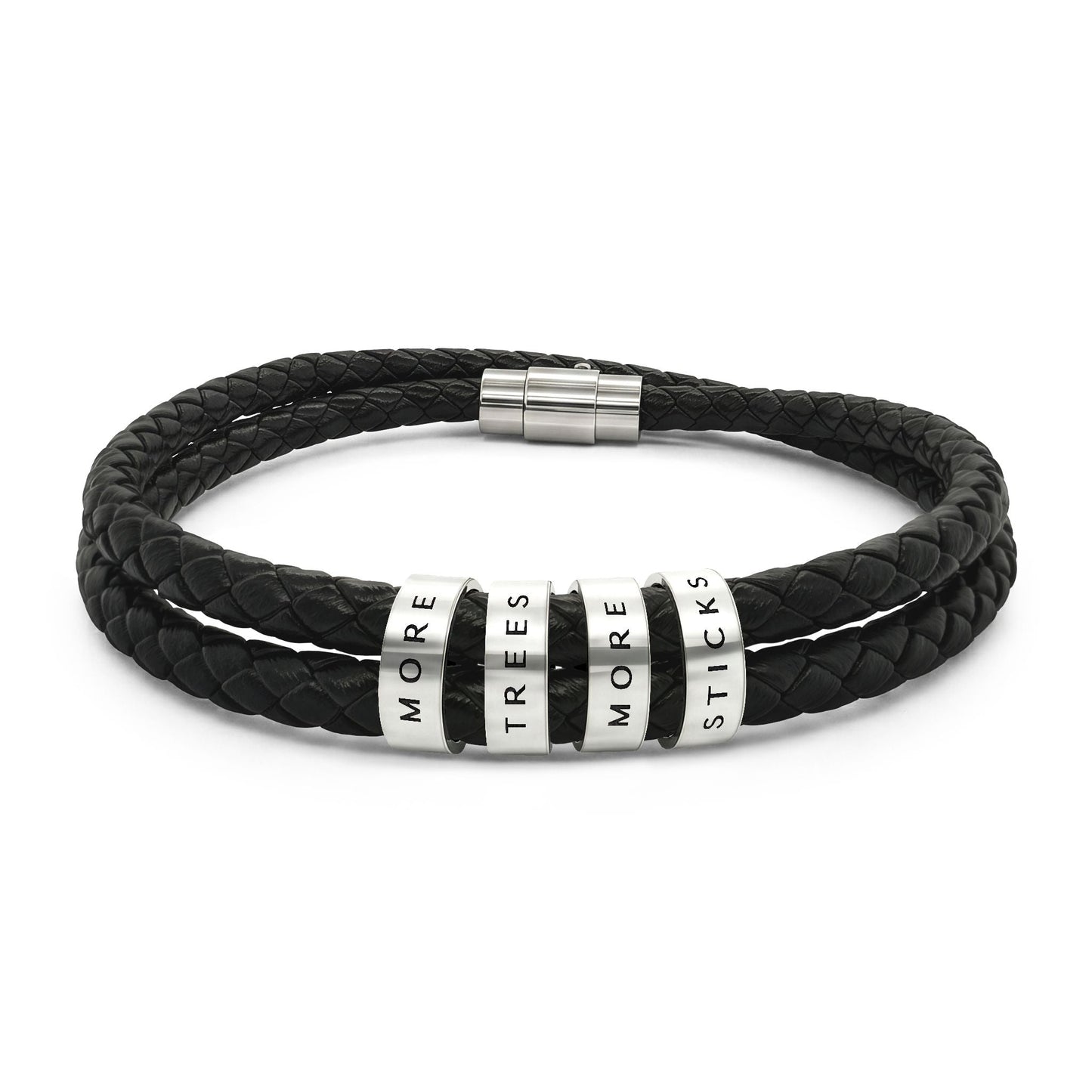 "More Trees More Sticks" Men's Leather Beaded Bracelet - Black_Doggo Mojo_Accessories_6