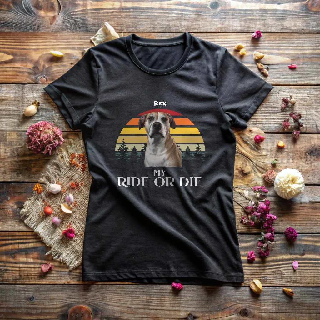 My Ride or Die T-shirt with Custom Photo_Doggo Mojo_T-shirts_Black_S_3