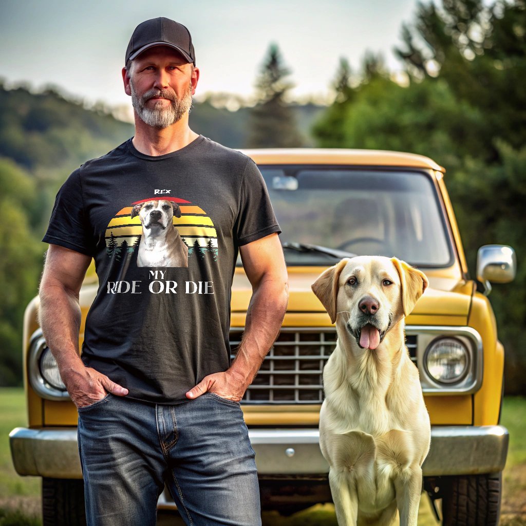 My Ride or Die T-shirt with Custom Photo_Doggo Mojo_T-shirts_Black_S_1