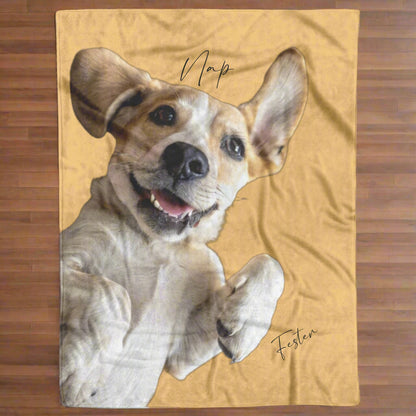 Personalized "Nap" Dog Photo Sherpa Blanket