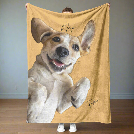 Personalized "Nap" Dog Photo Sherpa Blanket