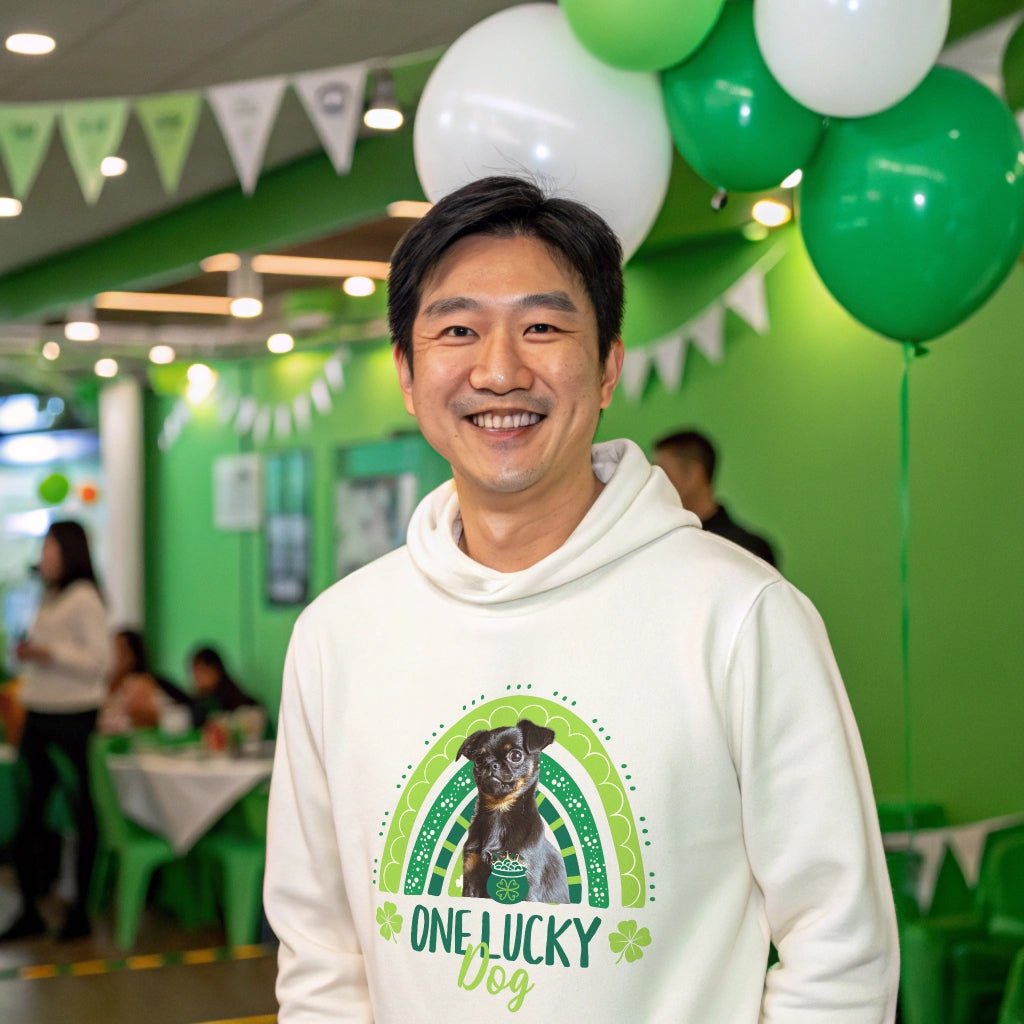 "One Lucky Dog" St. Patrick's Day Hoodie with Photo Upload_Doggo Mojo_T-shirts_3