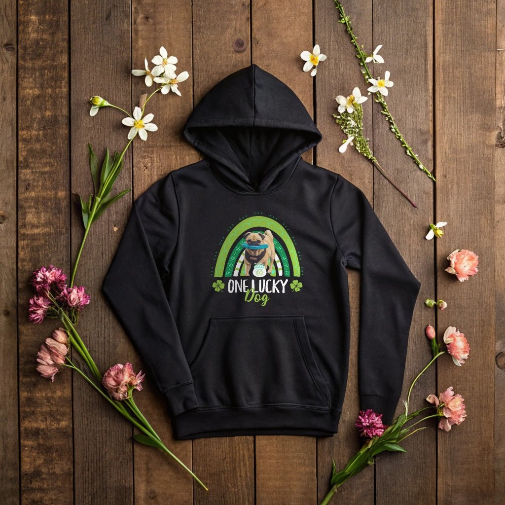 "One Lucky Dog" St. Patrick's Day Hoodie with Photo Upload_Doggo Mojo_T-shirts_4