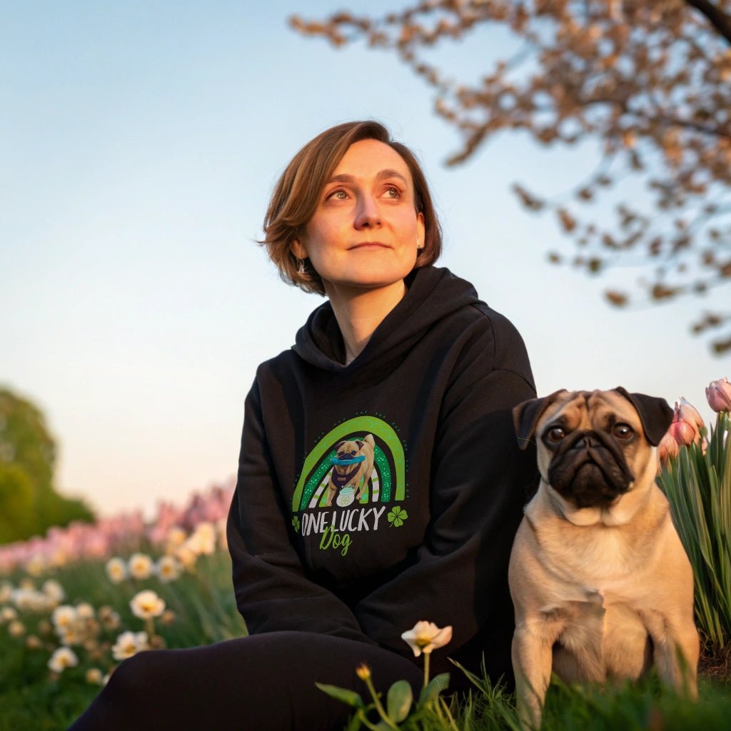 "One Lucky Dog" St. Patrick's Day Hoodie with Photo Upload_Doggo Mojo_T-shirts_1