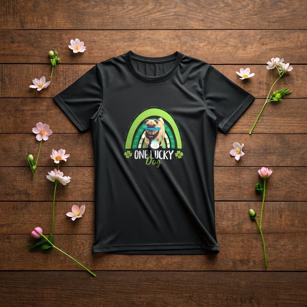 One Lucky Dog" St. Patrick's Day T-Shirt with Photo Upload_Doggo Mojo_T-shirts_4