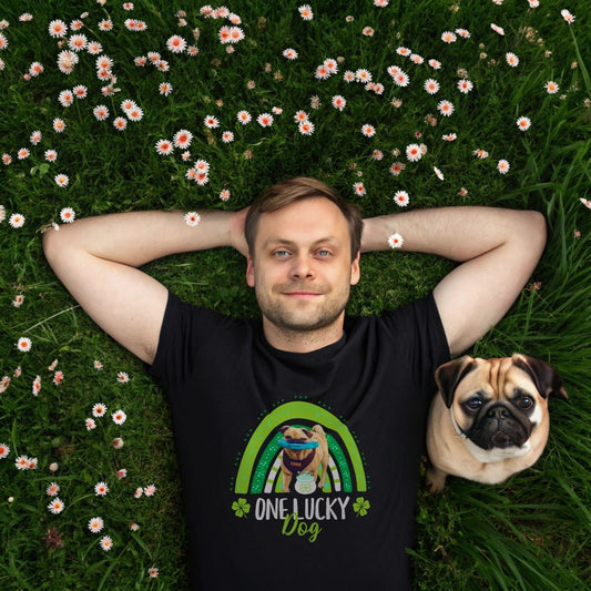 One Lucky Dog" St. Patrick's Day T-Shirt with Photo Upload_Doggo Mojo_T-shirts_1