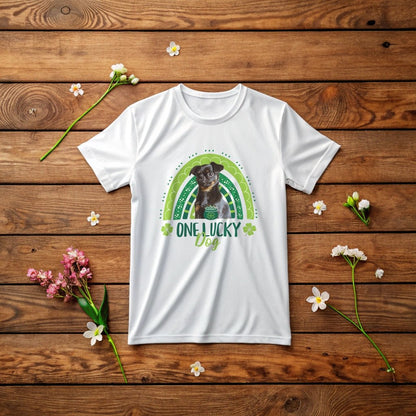 One Lucky Dog" St. Patrick's Day T-Shirt with Photo Upload_Doggo Mojo_T-shirts_6