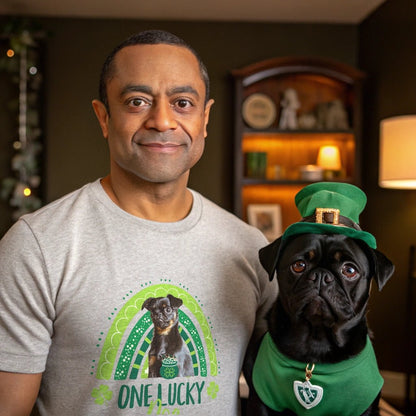 One Lucky Dog" St. Patrick's Day T-Shirt with Photo Upload_Doggo Mojo_T-shirts_2