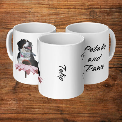 Personalized 11oz Ceramic Mug: Petals and Paws with Your Dog's Photo & Name_Doggo Mojo_Ceramic Mugs_11