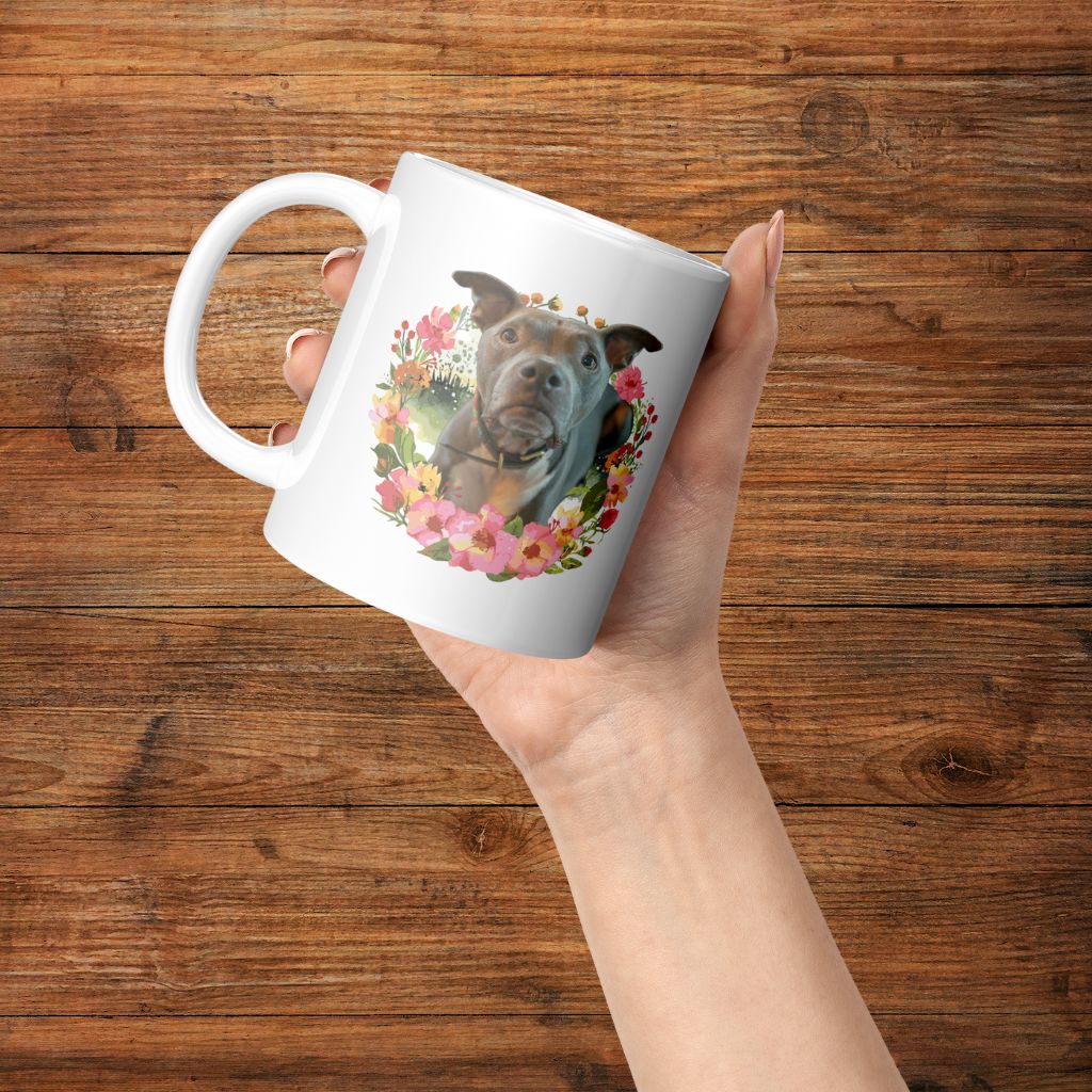 Personalized 11oz Ceramic Mug: Wildflower Wonders with Your Dog's Photo & Name_Doggo Mojo_Ceramic Mugs_16