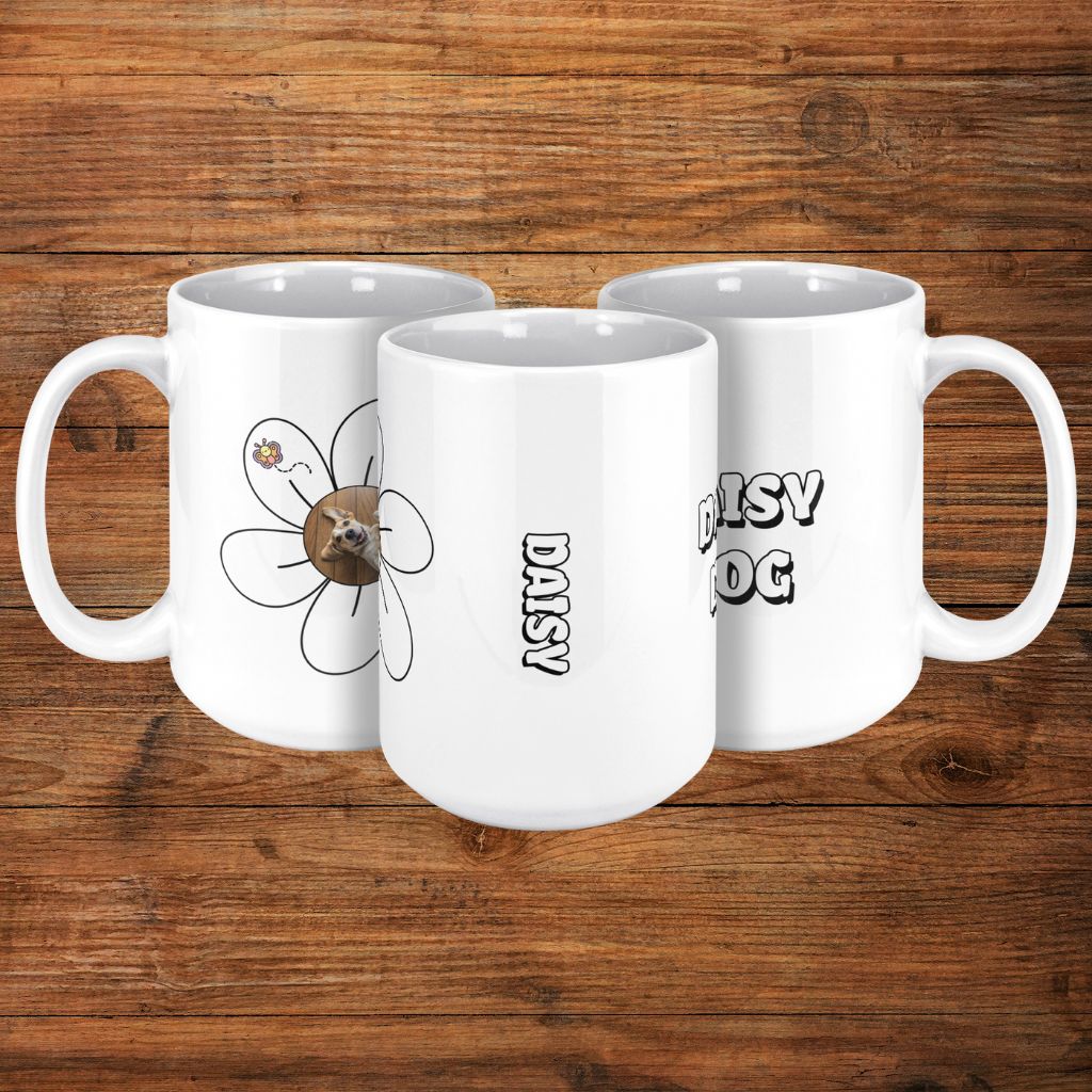 Personalized 15oz Ceramic Mug: Daisy Dog with Your Dog's Photo & Name_Doggo Mojo_Ceramic Mugs_11
