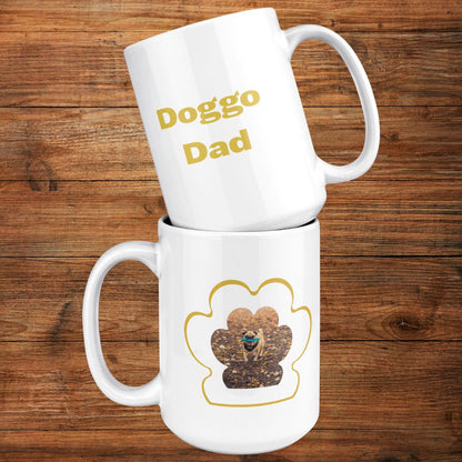 Personalized 15oz Ceramic Mug: Dog Dad Paw Print with Your Dog's Photo & Name_Doggo Mojo_Ceramic Mugs_10