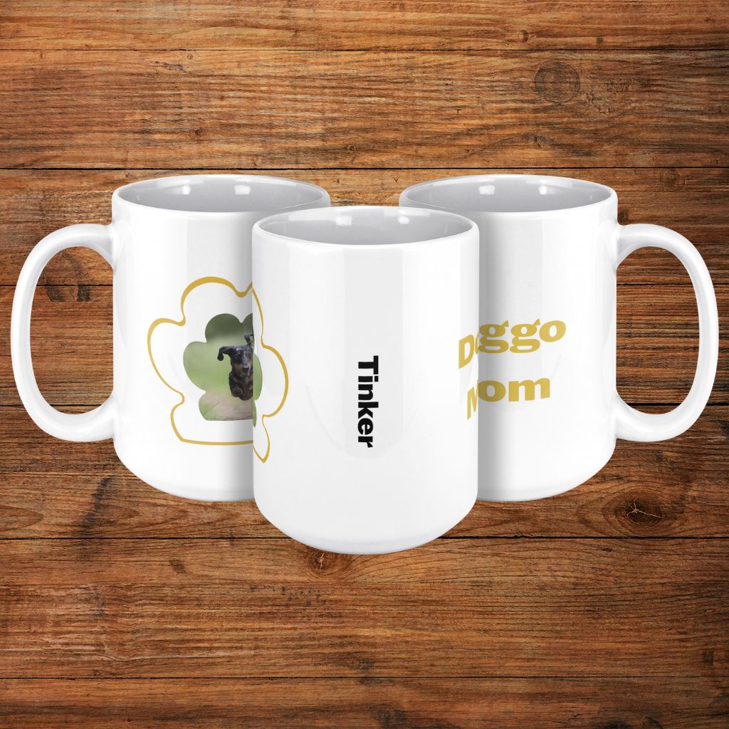 Personalized 15oz Ceramic Mug: Dog Mom Paw Print with Your Dog's Photo & Name_Doggo Mojo_Ceramic Mugs_11
