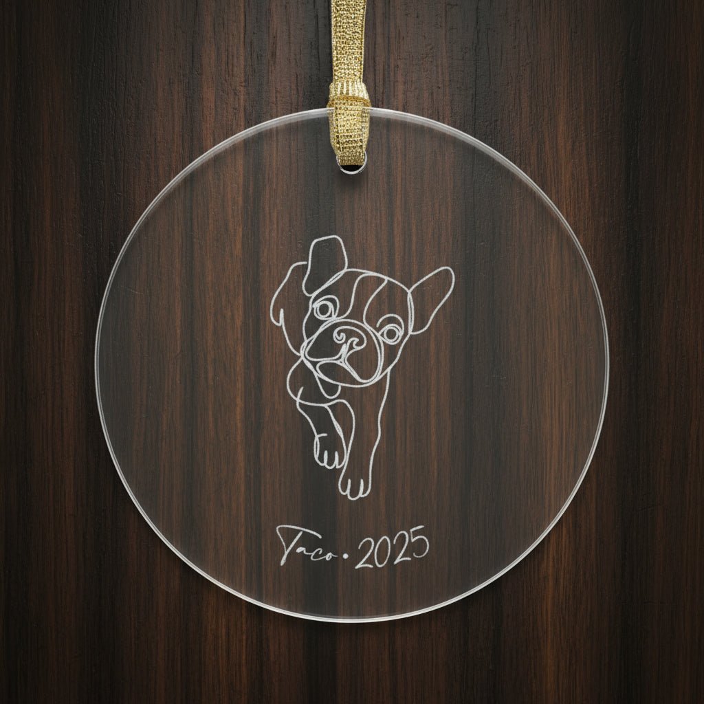 Personalized Acrylic Ornament | Minimal Line Art Dog Portrait | Modern Holiday Keepsake_Doggo Mojo_Holiday Ornaments_6