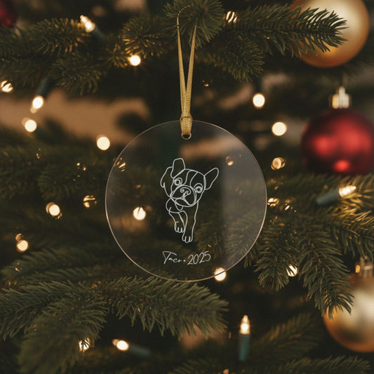 Personalized Acrylic Ornament | Minimal Line Art Dog Portrait | Modern Holiday Keepsake_Doggo Mojo_Holiday Ornaments_1