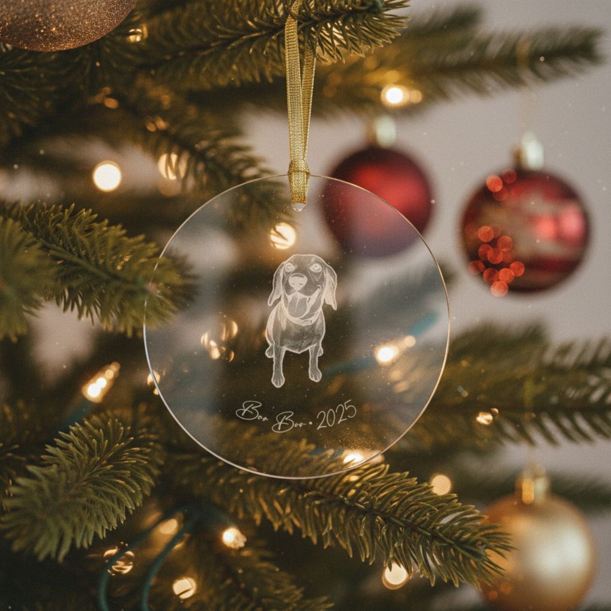 Personalized Acrylic Ornament | Modern Sketch Dog Portrait | Unique Holiday Keepsake_Doggo Mojo_Holiday Ornaments_1