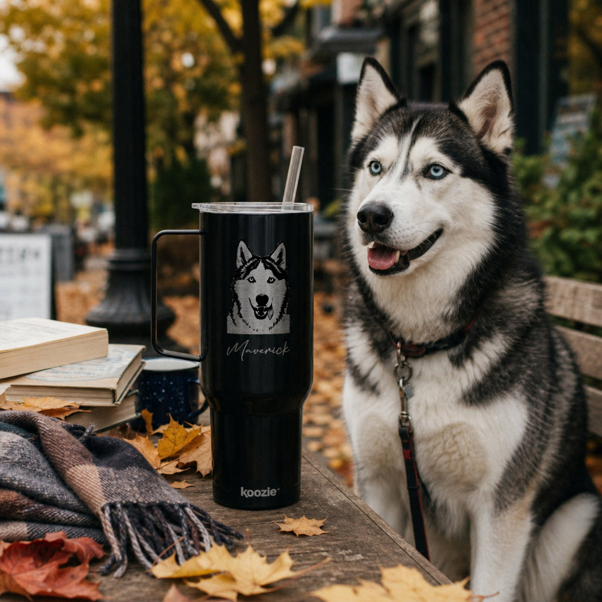 Personalized Ann Arbor Dog 40oz Recycled Travel Tumbler | Modern Sketch Custom Engraved_Doggo Mojo_Travel Tumbler_5