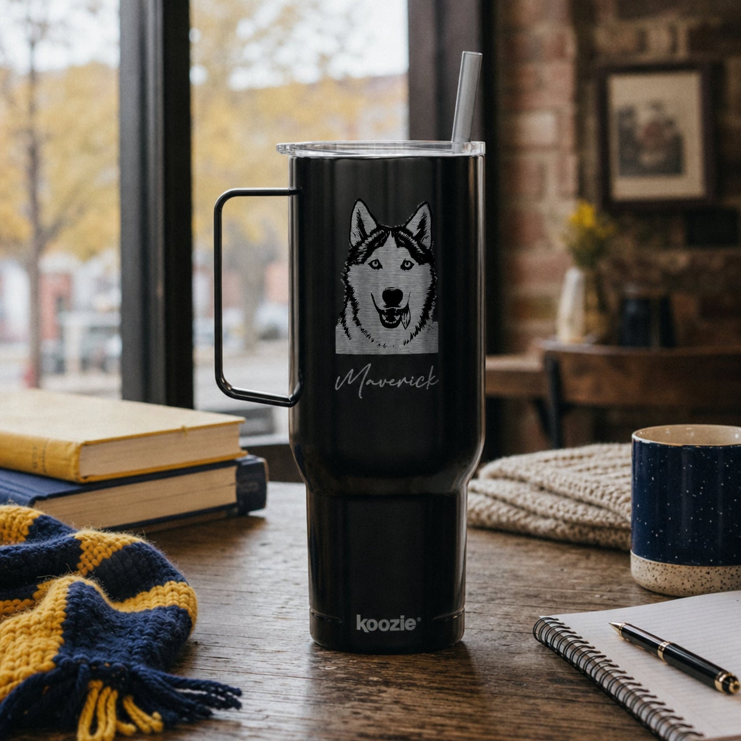 Personalized Ann Arbor Dog 40oz Recycled Travel Tumbler | Modern Sketch Custom Engraved_Doggo Mojo_Travel Tumbler_2