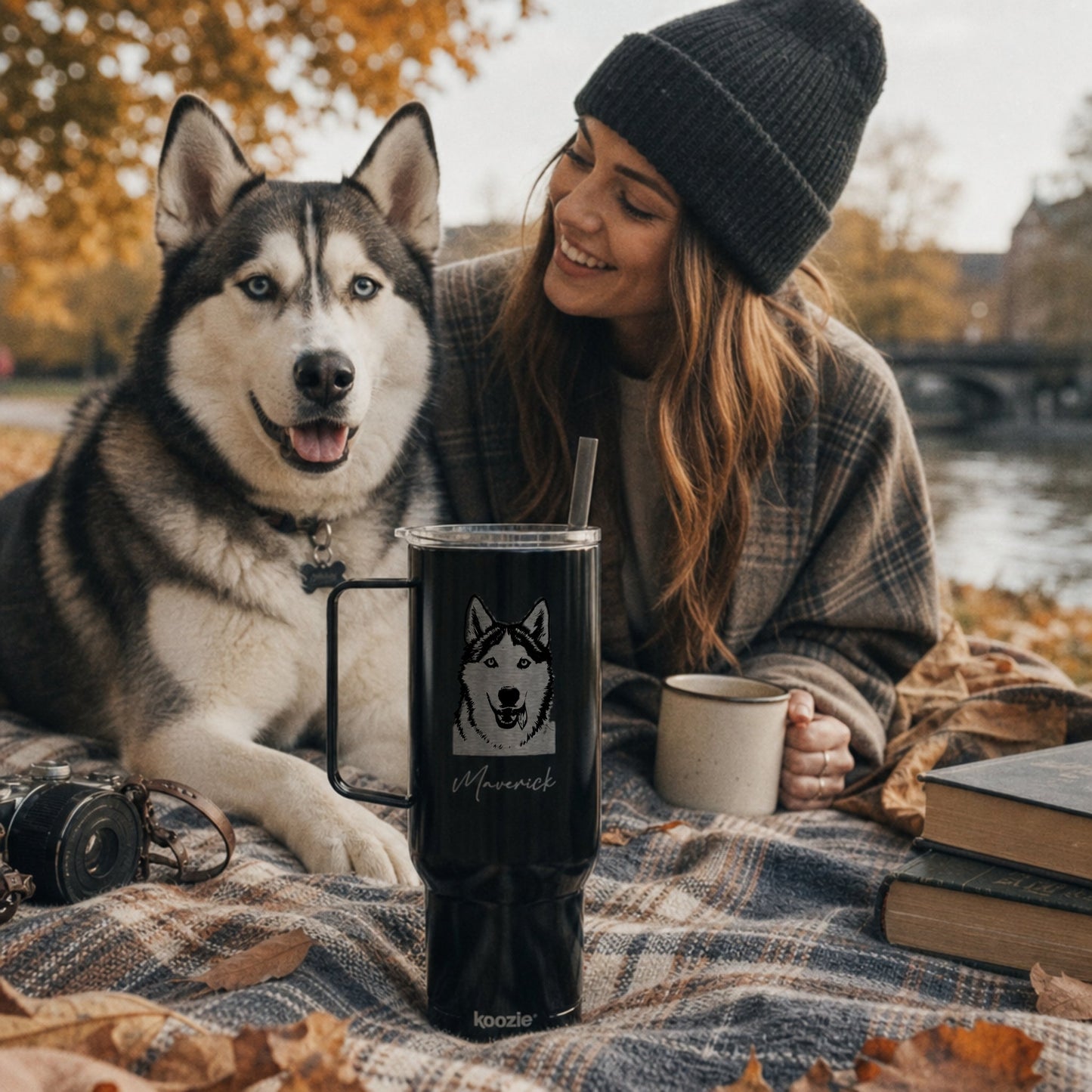 Personalized Ann Arbor Dog 40oz Recycled Travel Tumbler | Modern Sketch Custom Engraved_Doggo Mojo_Travel Tumbler_1