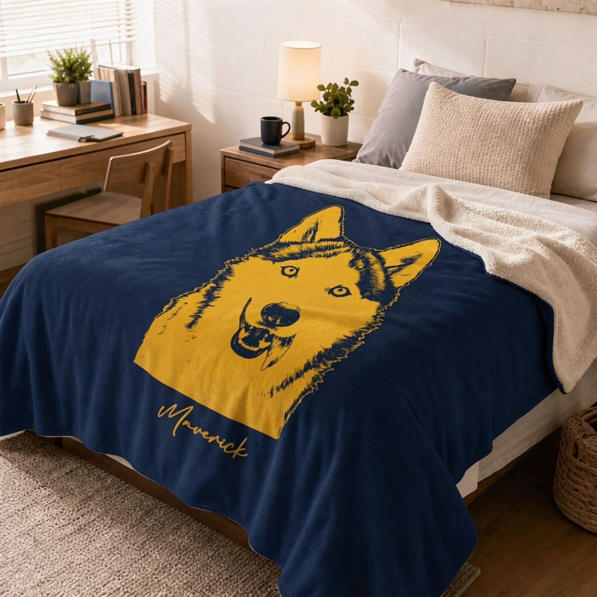 Personalized Ann Arbor Dog Sherpa Blanket | Modern Sketch Photo Upload_Doggo Mojo_Sherpa Blankets_2