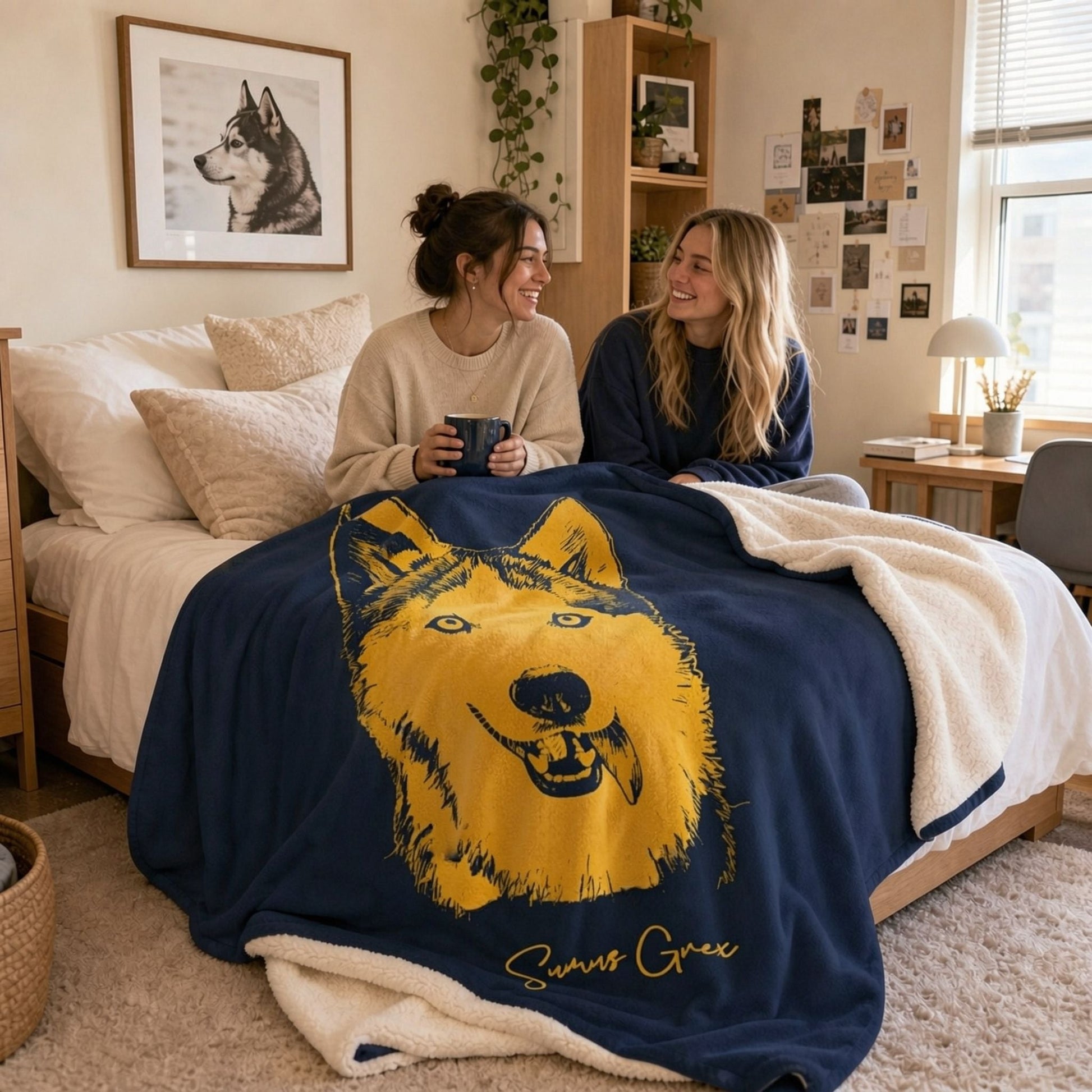 Personalized Ann Arbor Dog Sherpa Blanket | Modern Sketch Photo Upload_Doggo Mojo_Sherpa Blankets_1