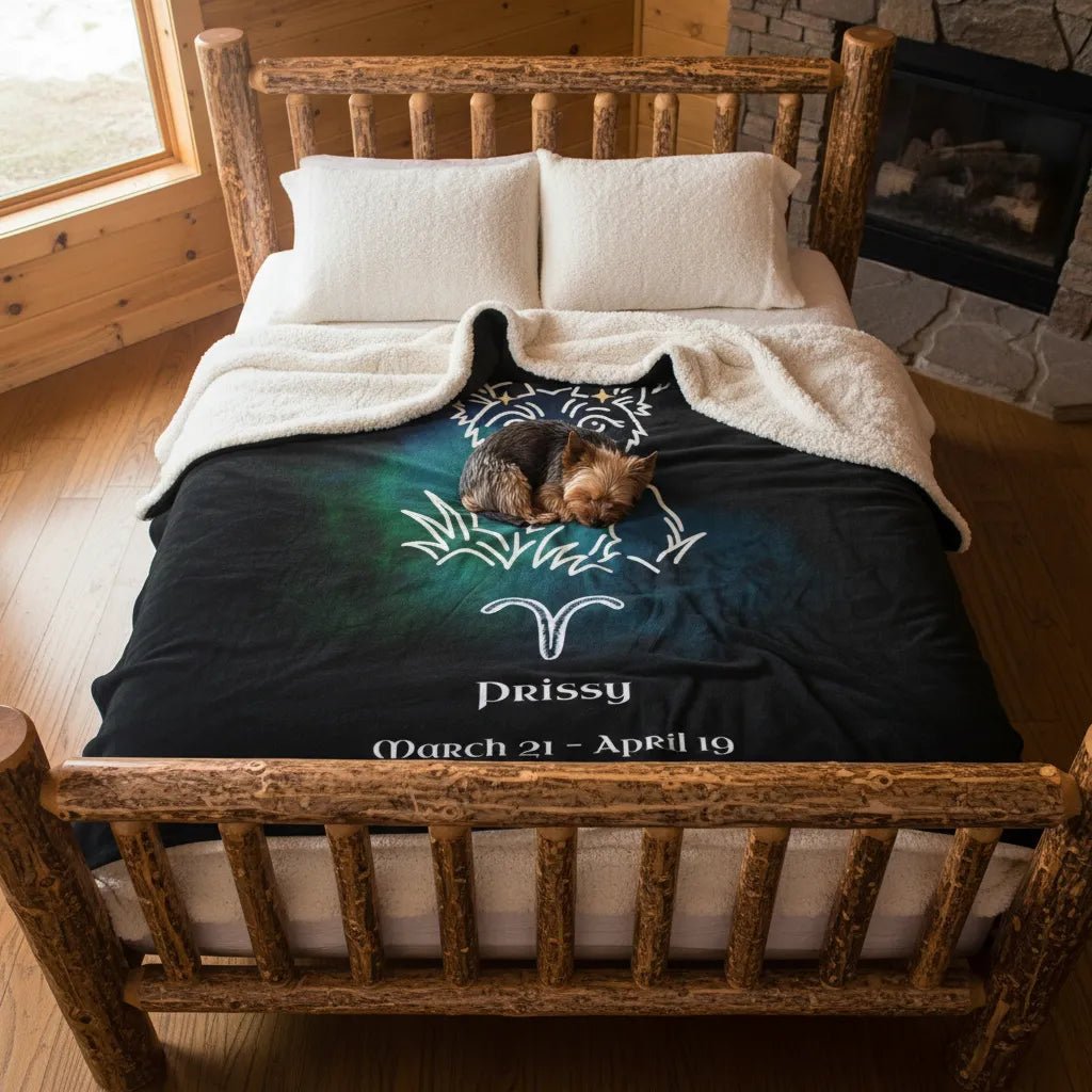 Personalized Aries Dog Blanket | Modern Sketch Photo Upload_Doggo Mojo_Blankets_3