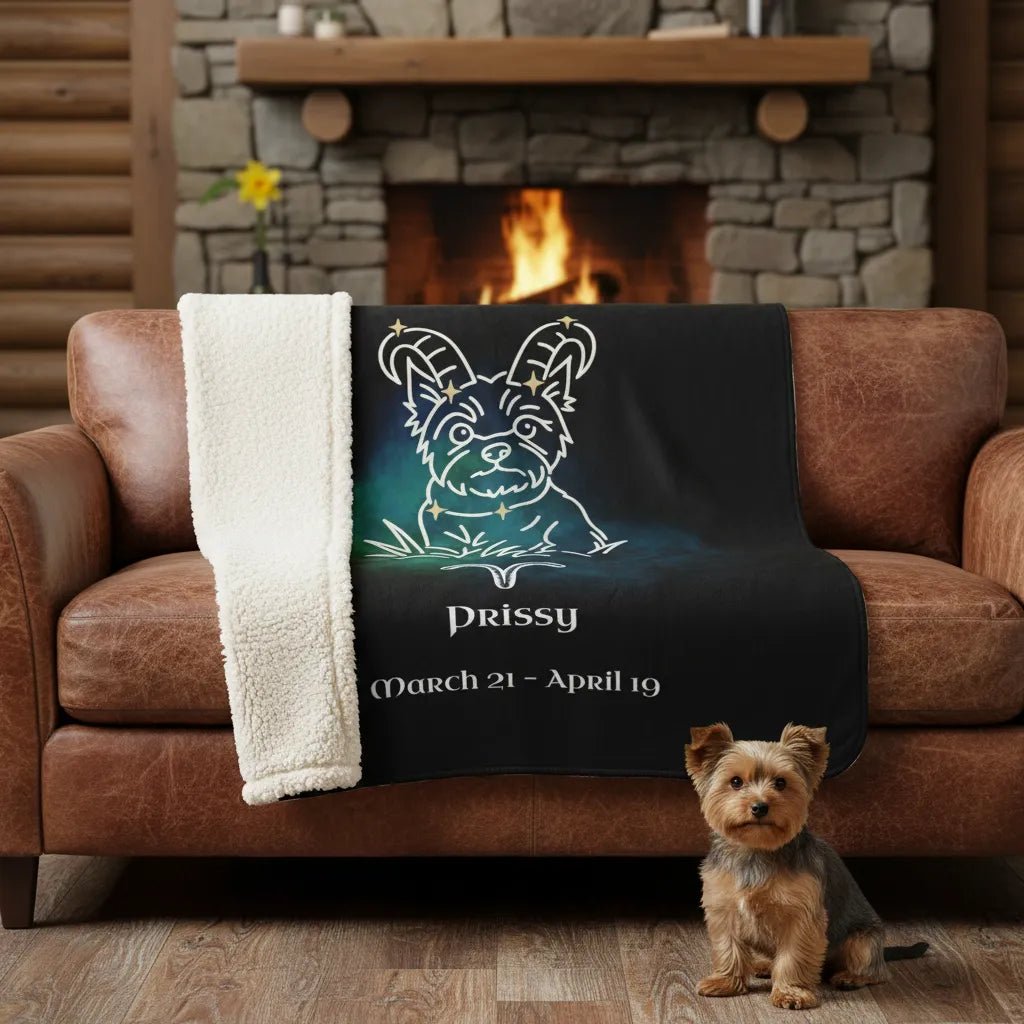 Personalized Aries Dog Blanket | Modern Sketch Photo Upload_Doggo Mojo_Blankets_1