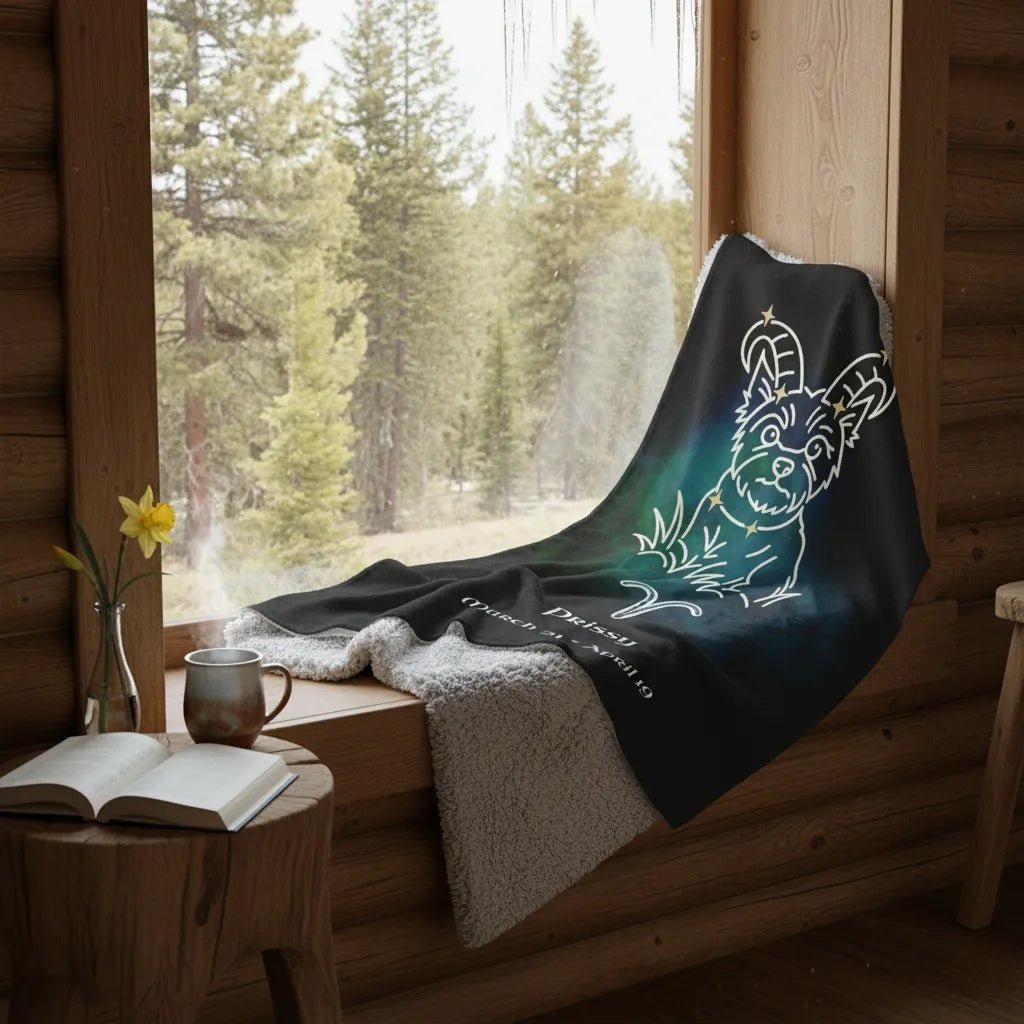 Personalized Aries Dog Blanket | Modern Sketch Photo Upload_Doggo Mojo_Blankets_2