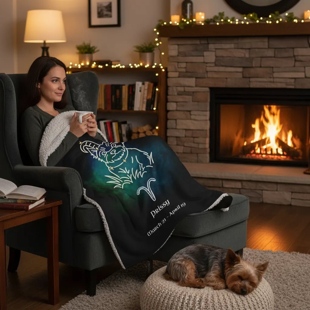 Personalized Aries Dog Blanket | Modern Sketch Photo Upload_Doggo Mojo_Blankets_4