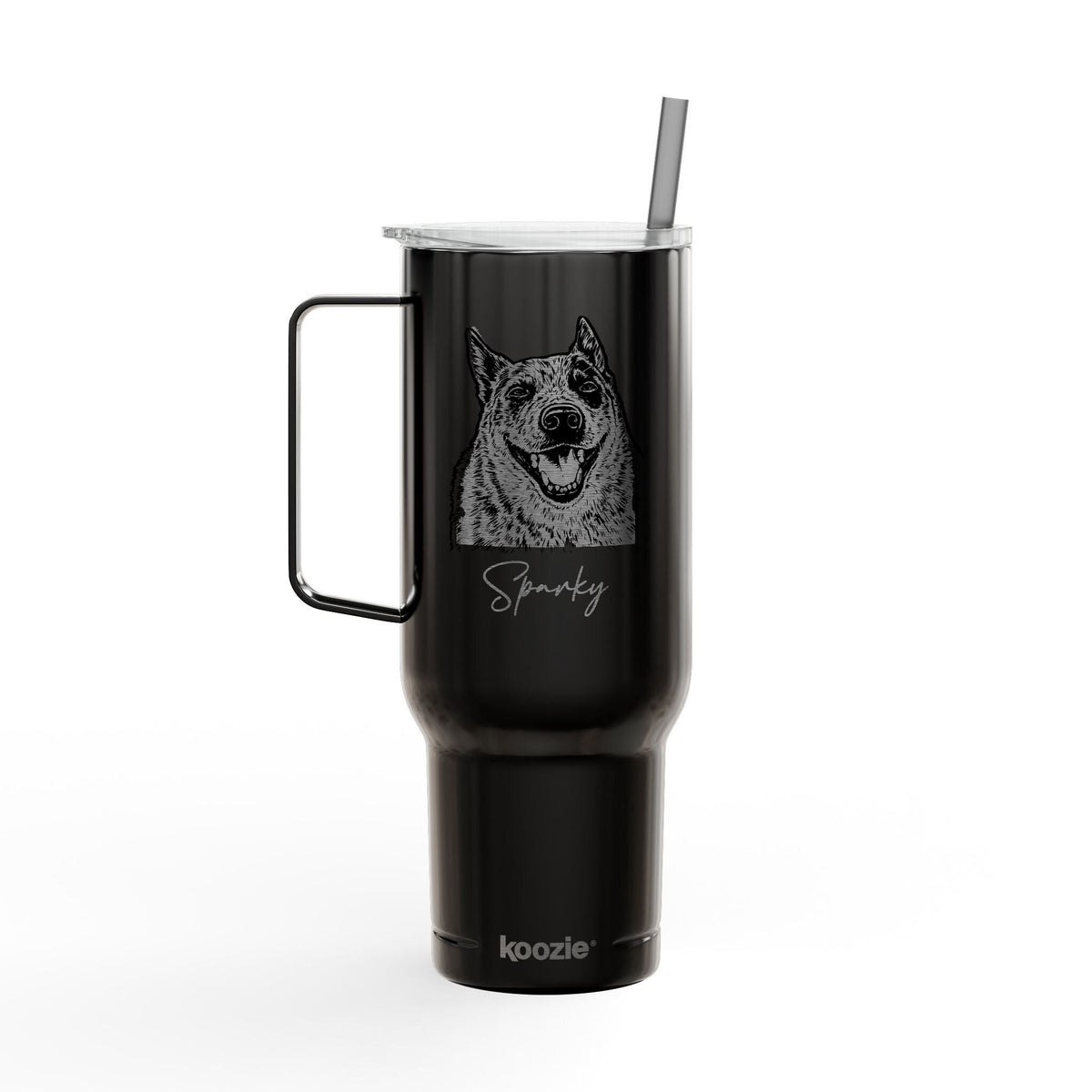 Personalized Austin Dog 40oz Recycled Travel Tumbler | Modern Sketch Custom Engraved_Doggo Mojo_Travel Tumbler_9
