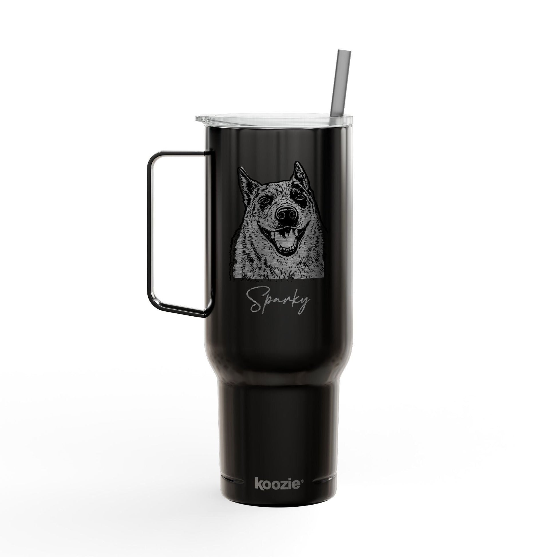 Personalized Austin Dog 40oz Recycled Travel Tumbler | Modern Sketch Custom Engraved_Doggo Mojo_Travel Tumbler_9