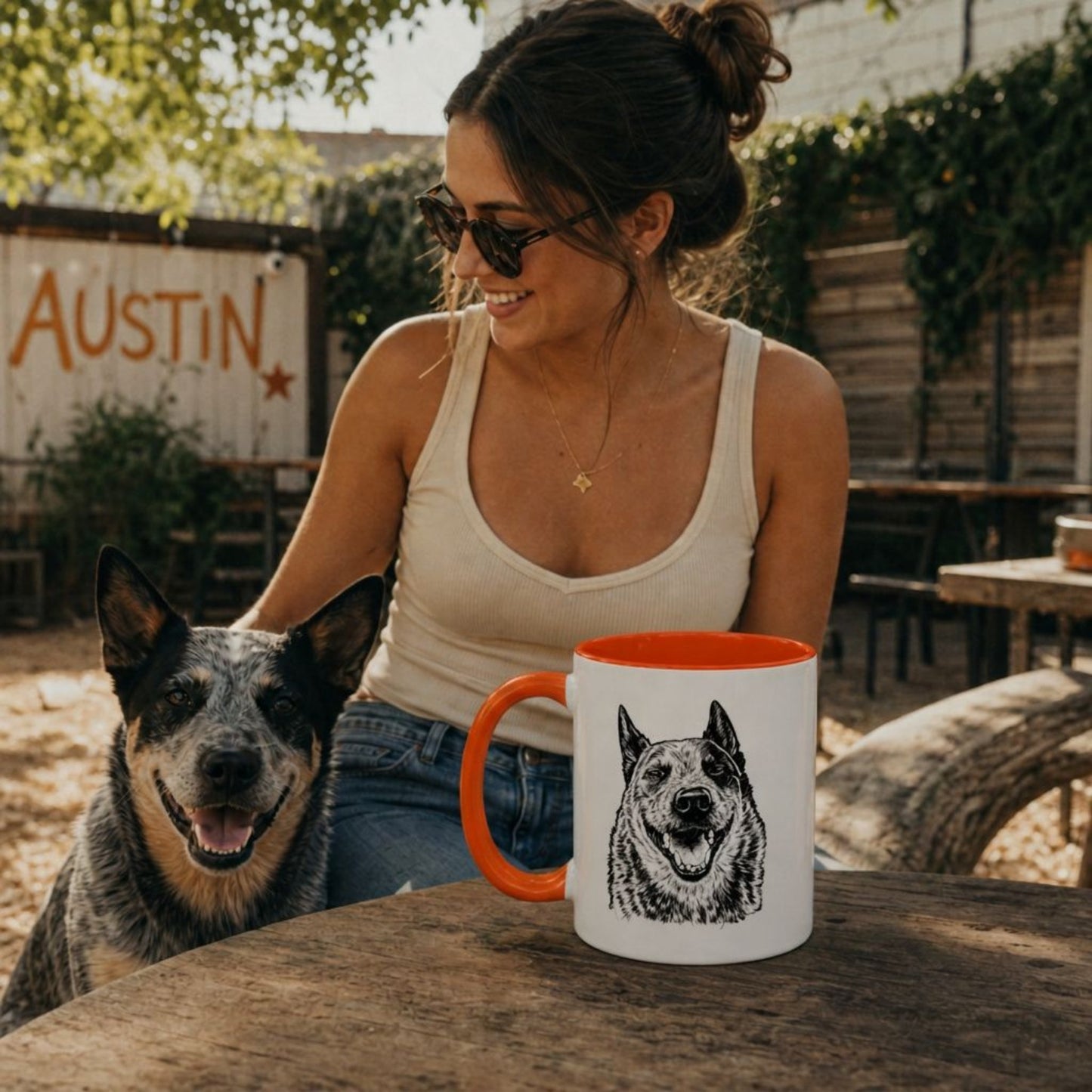 Personalized Austin Dog Ceramic Accent Mug | Modern Sketch Photo Upload_Doggo Mojo_Ceramic Mugs_1