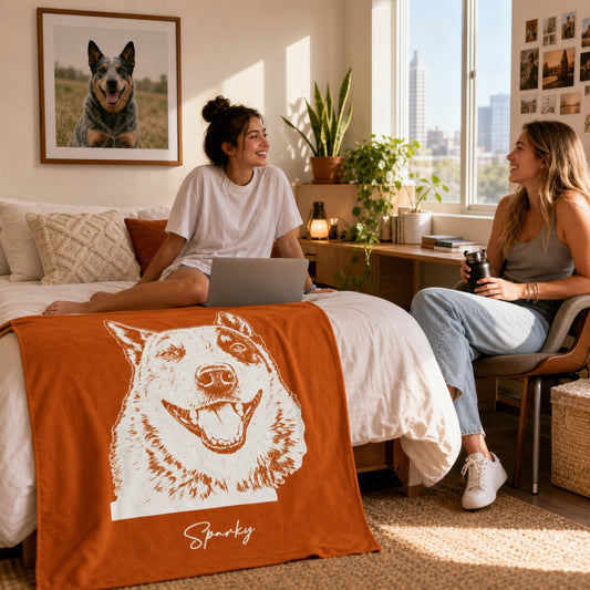 Personalized Austin Dog Velveteen Blanket | Modern Sketch Photo Upload_Doggo Mojo_Velveteen Blankets_1