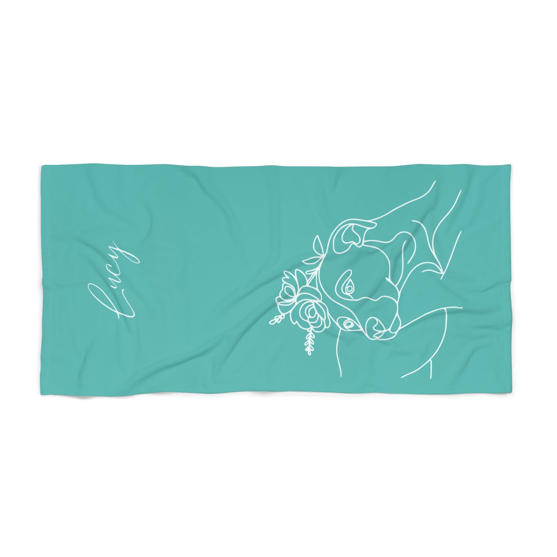Personalized Beach Towel: Minimal Line Art with Your Dog's Photo & Name_Doggo Mojo_Beach Towel_5