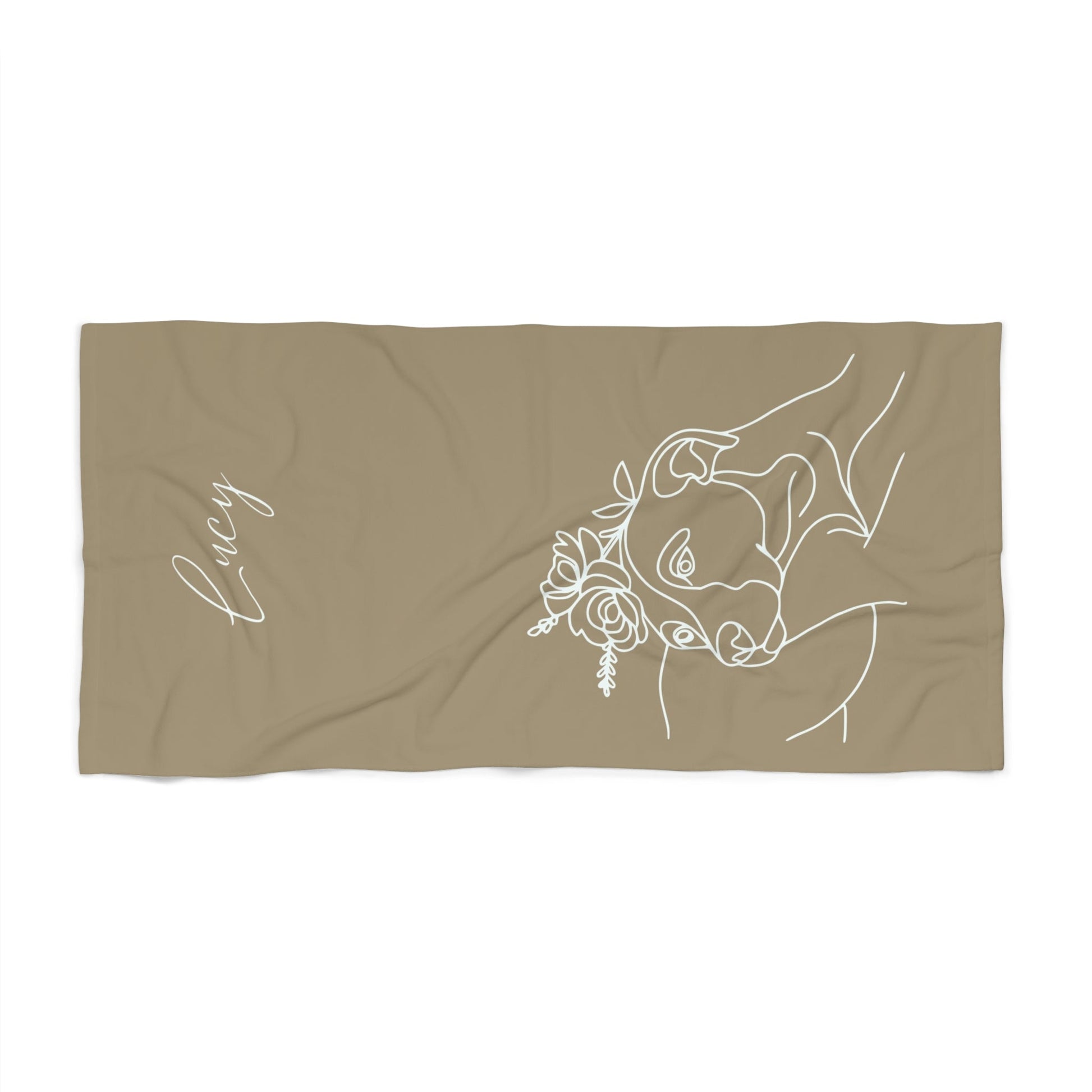 Personalized Beach Towel: Minimal Line Art with Your Dog's Photo & Name_Doggo Mojo_Beach Towel_3
