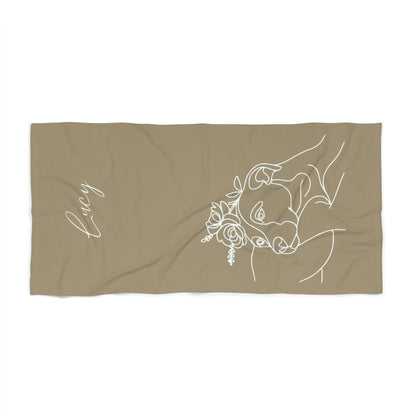 Personalized Beach Towel: Minimal Line Art with Your Dog's Photo & Name_Doggo Mojo_Beach Towel_3
