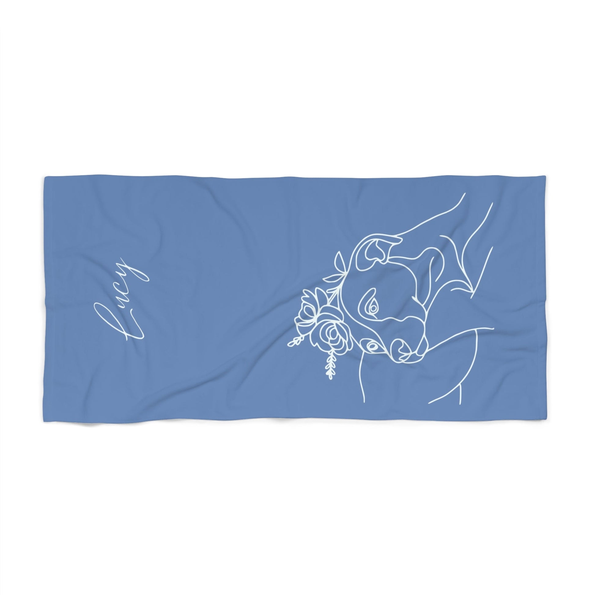 Personalized Beach Towel: Minimal Line Art with Your Dog's Photo & Name_Doggo Mojo_Beach Towel_7