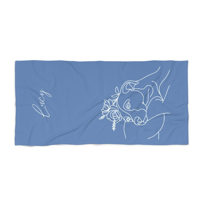 Personalized Beach Towel: Minimal Line Art with Your Dog's Photo & Name_Doggo Mojo_Beach Towel_7