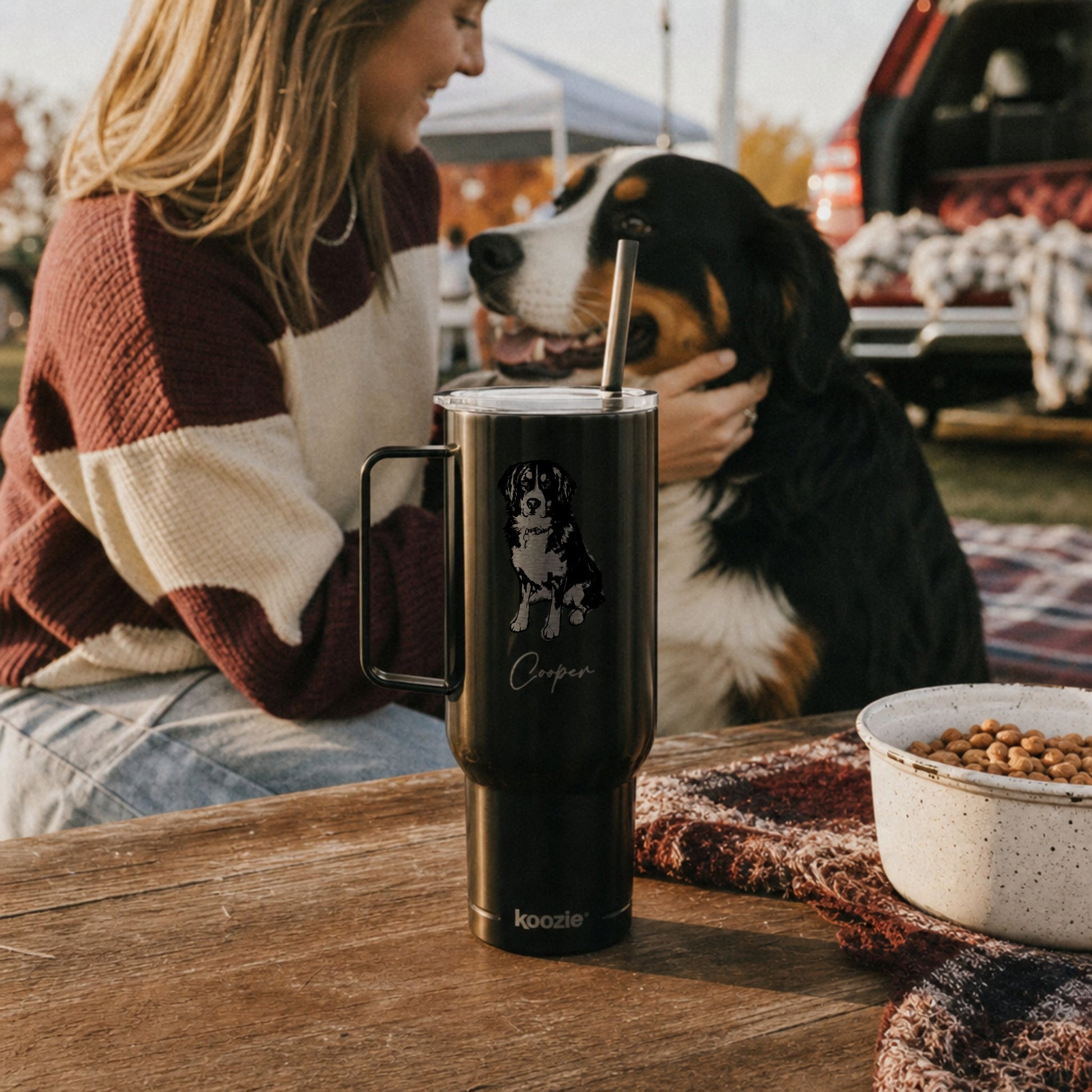 Personalized Blacksburg Dog 40oz Recycled Travel Tumbler | Modern Sketch Custom Engraved_Doggo Mojo_Travel Tumbler_1