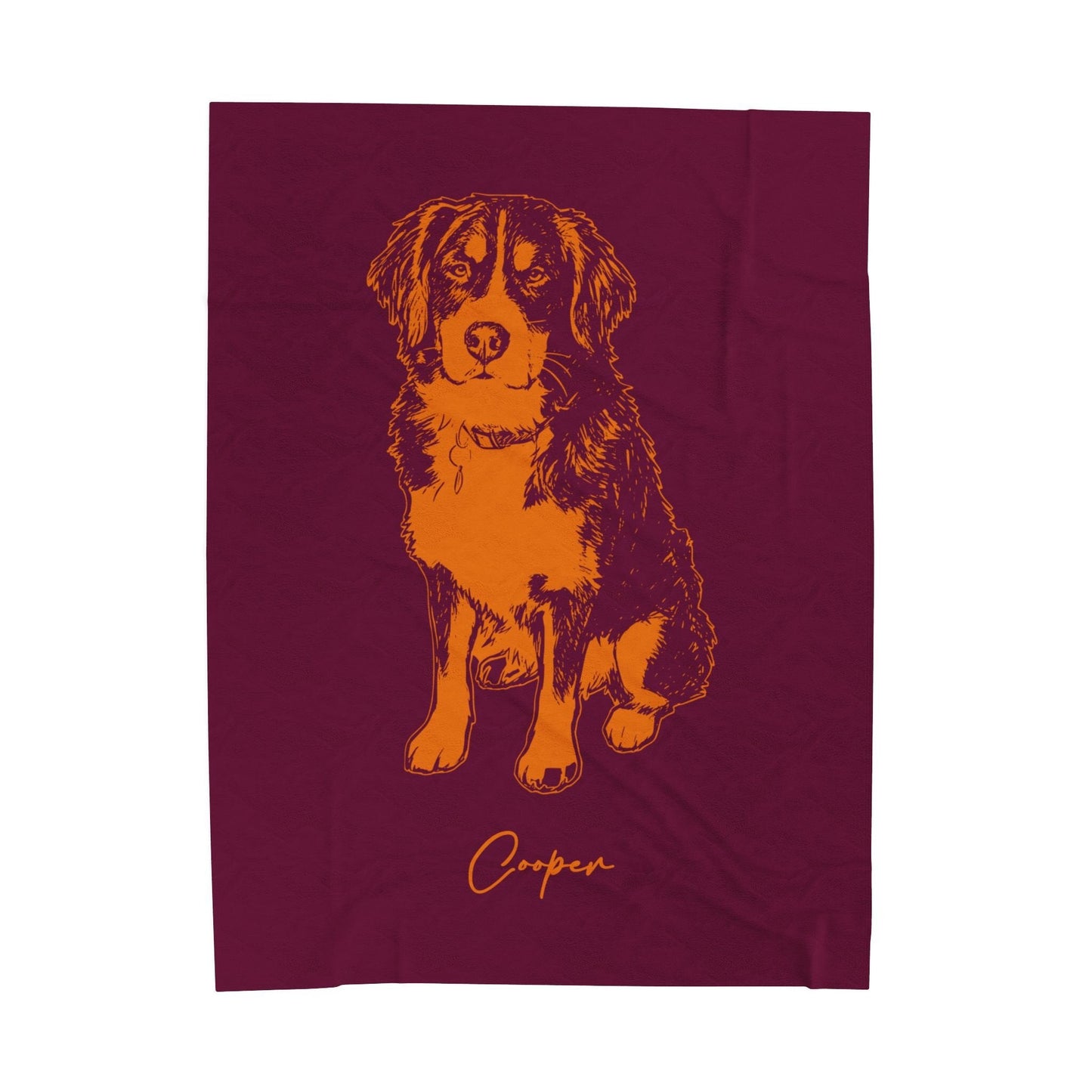 Personalized Blacksburg Dog Velveteen Blanket | Modern Sketch Photo Upload_Doggo Mojo_Velveteen Blankets_6