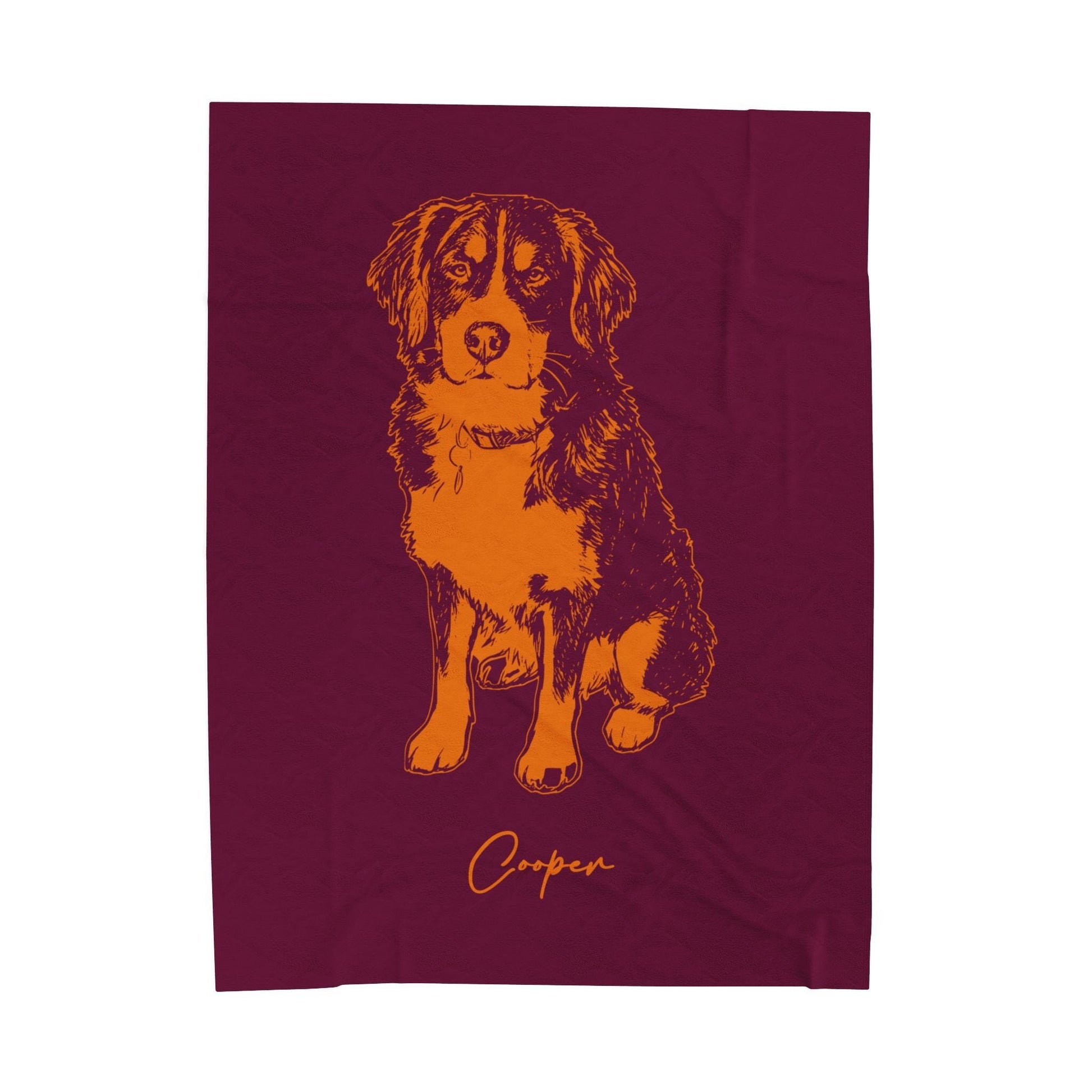 Personalized Blacksburg Dog Velveteen Blanket | Modern Sketch Photo Upload_Doggo Mojo_Velveteen Blankets_6