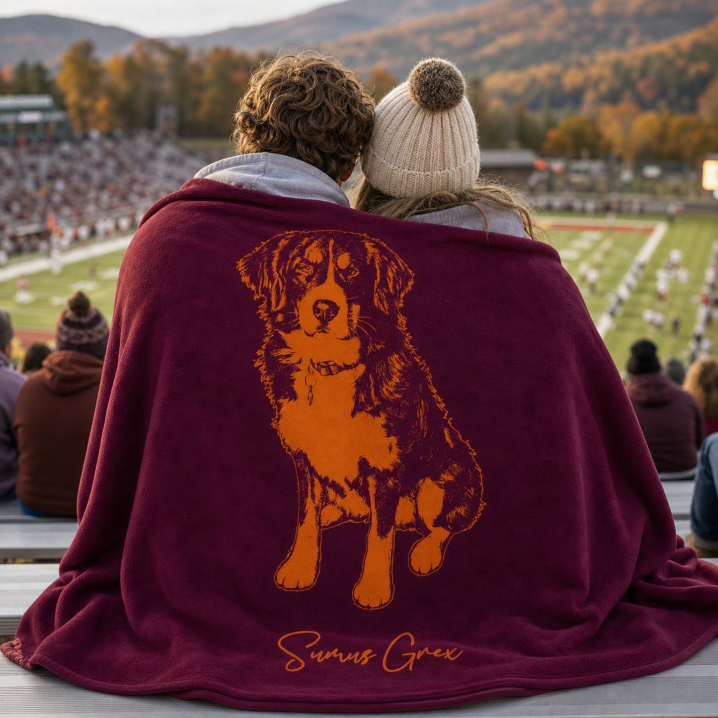 Personalized Blacksburg Dog Velveteen Blanket | Modern Sketch Photo Upload_Doggo Mojo_Velveteen Blankets_1