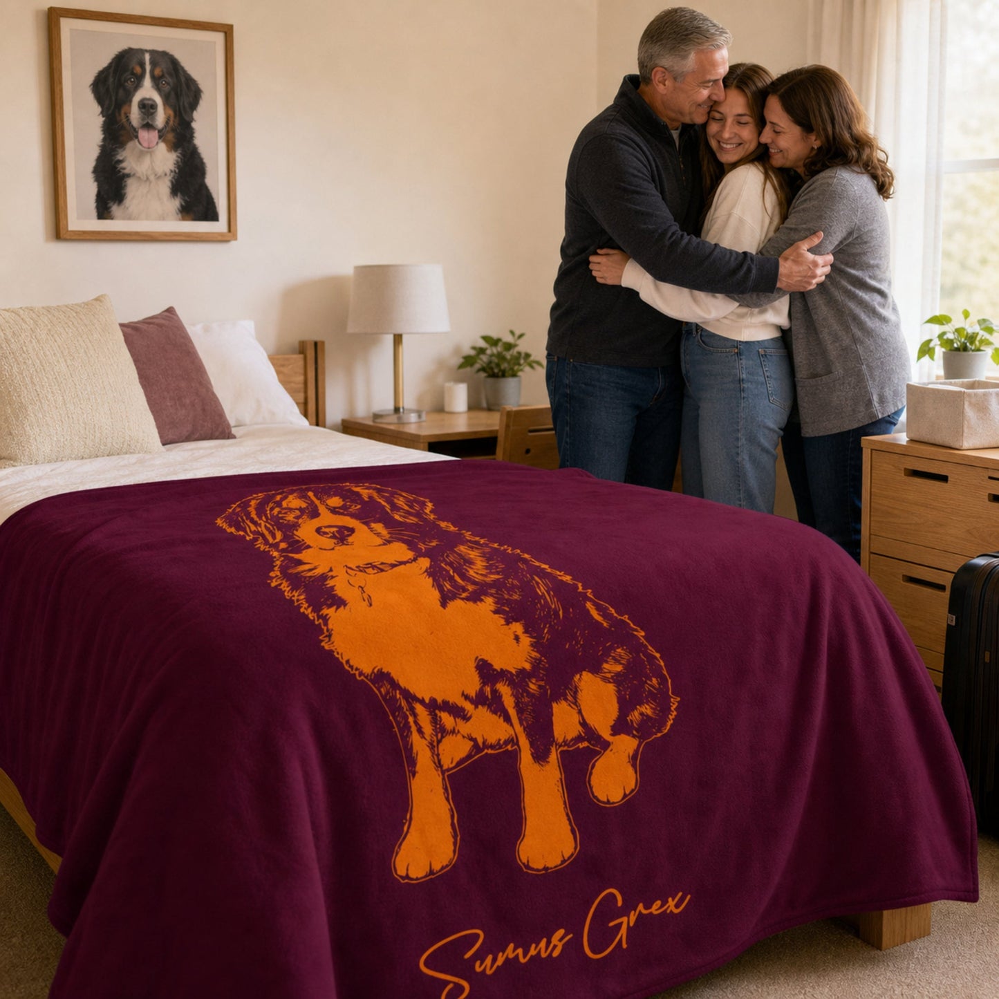 Personalized Blacksburg Dog Velveteen Blanket | Modern Sketch Photo Upload_Doggo Mojo_Velveteen Blankets_2