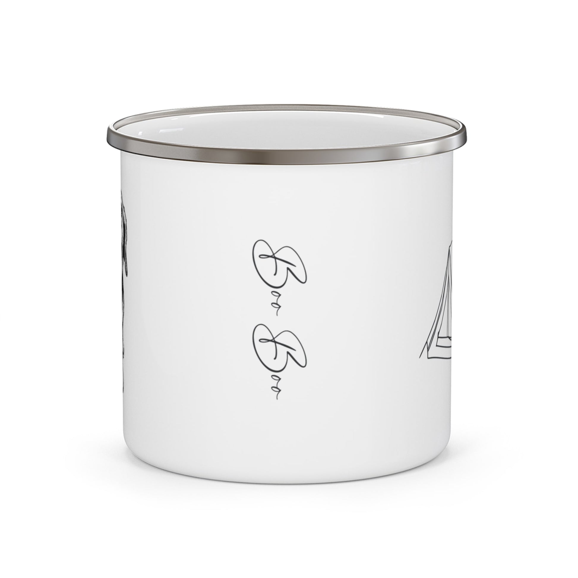 Personalized Camp Mug: Custom Dog Sketch & Tent with Your Dog's Name_Doggo Mojo_Enamel Camping Mug_4