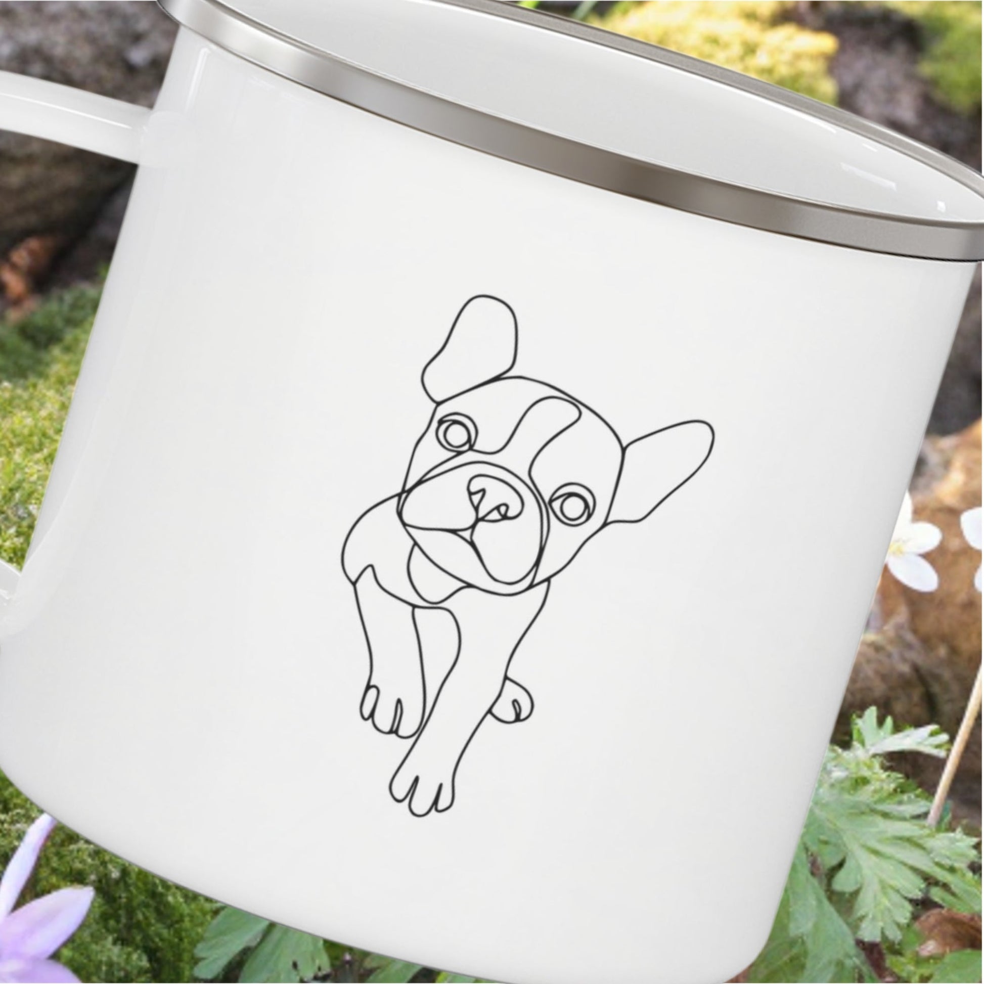 Personalized Camp Mug: Minimal Line Art & Tent with Your Dog's Photo & Name_Doggo Mojo_Enamel Camping Mug_5
