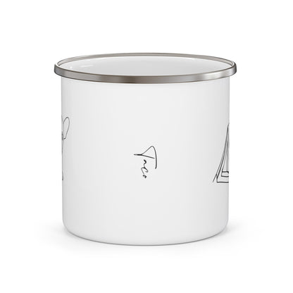 Personalized Camp Mug: Minimal Line Art & Tent with Your Dog's Photo & Name_Doggo Mojo_Enamel Camping Mug_4