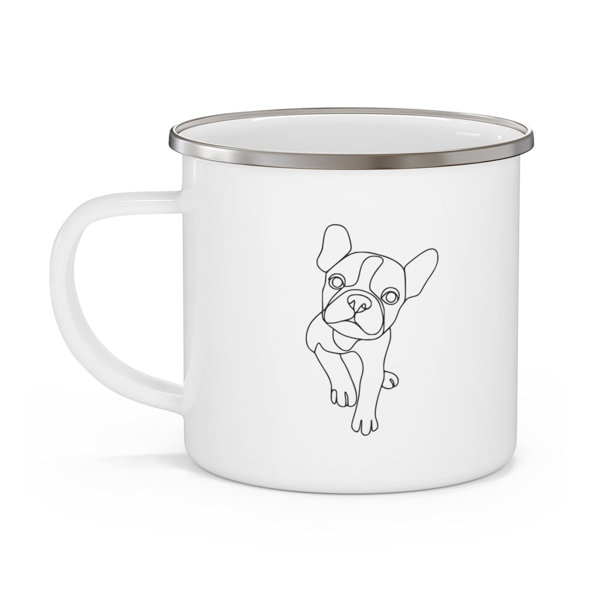 Personalized Camp Mug: Minimal Line Art & Tent with Your Dog's Photo & Name_Doggo Mojo_Enamel Camping Mug_3