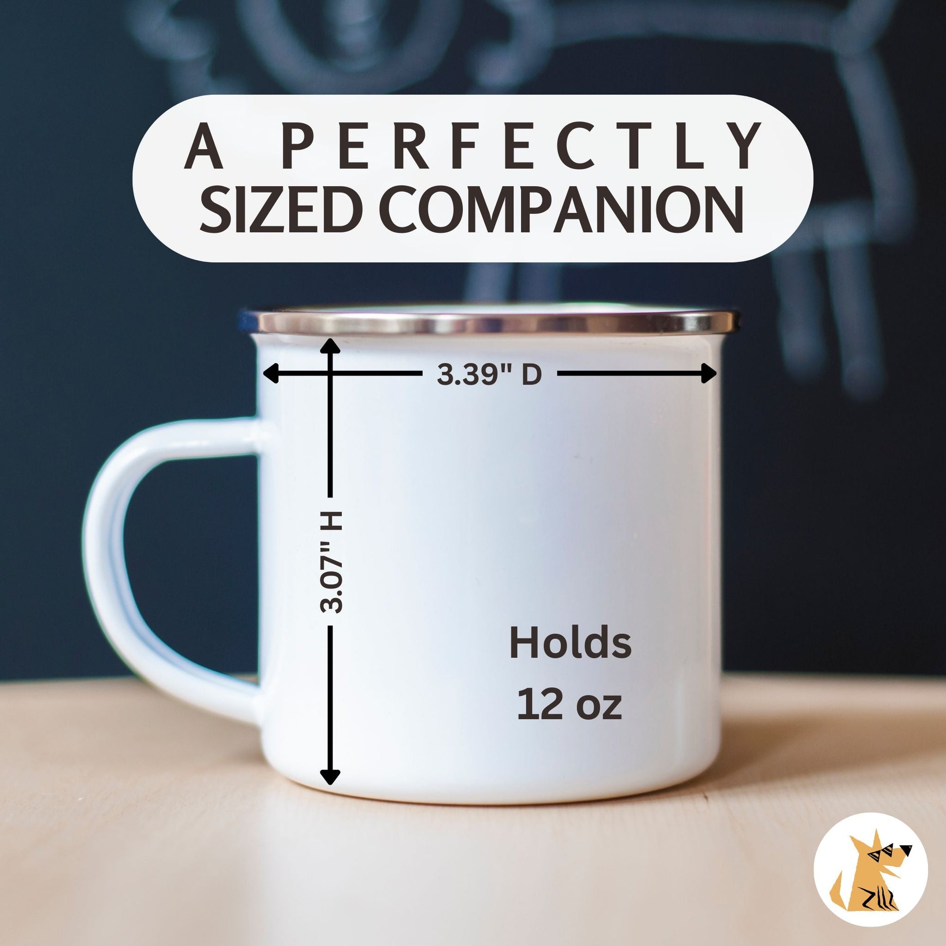 Personalized Camp Mug: Minimal Line Art & Tent with Your Dog's Photo & Name_Doggo Mojo_Enamel Camping Mug_3