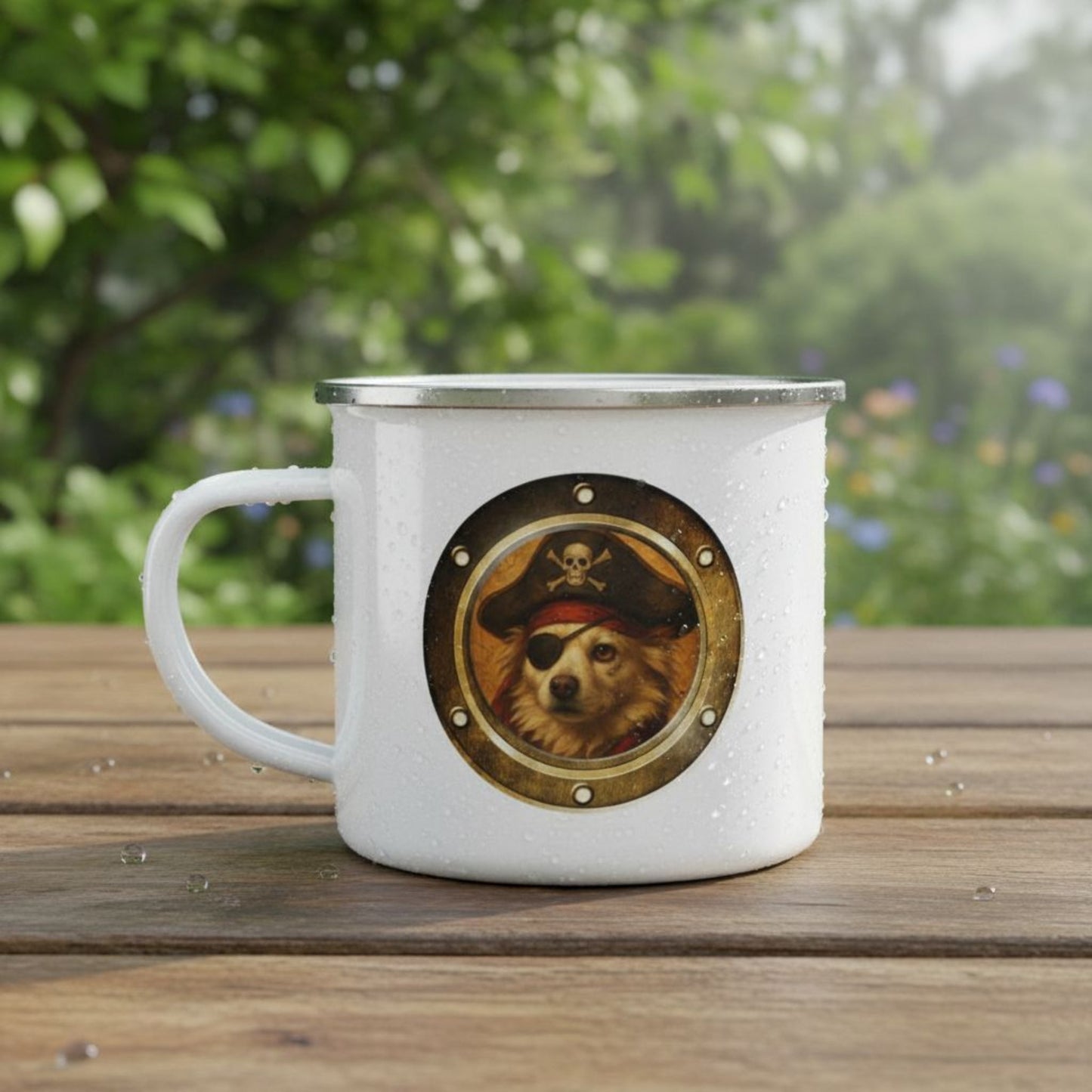 Personalized Camp Mug | Pirate Pup Design with Your Dog's Photo & Name_Doggo Mojo_Enamel Camping Mug_9